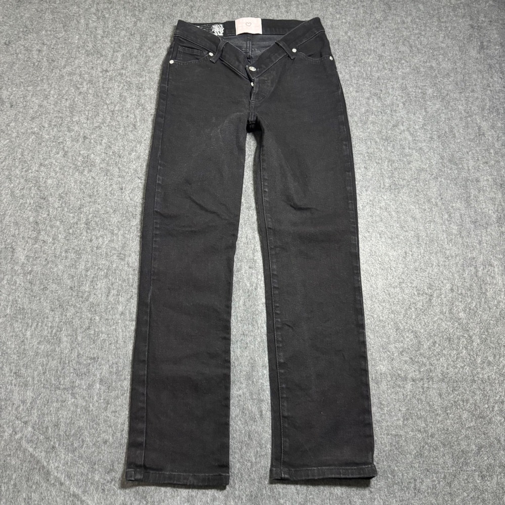 Revice Denim V-Cut Waist Straight Leg Jeans Black Size 25 Festival Grunge Boho